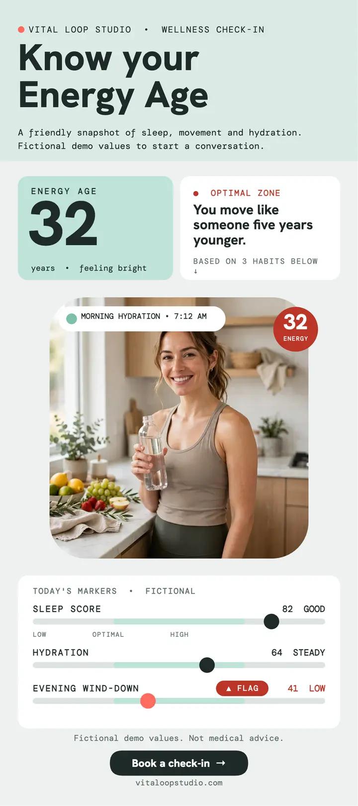 Vital Loop Energy Age wellness card template