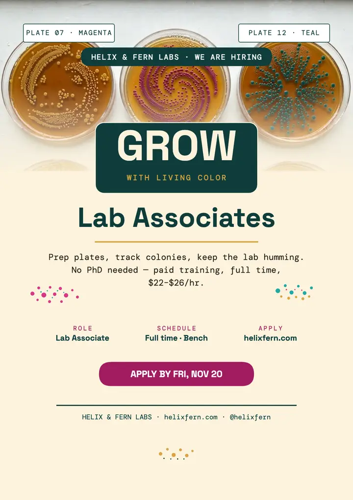 Helix and Fern lab associate hiring flyer template