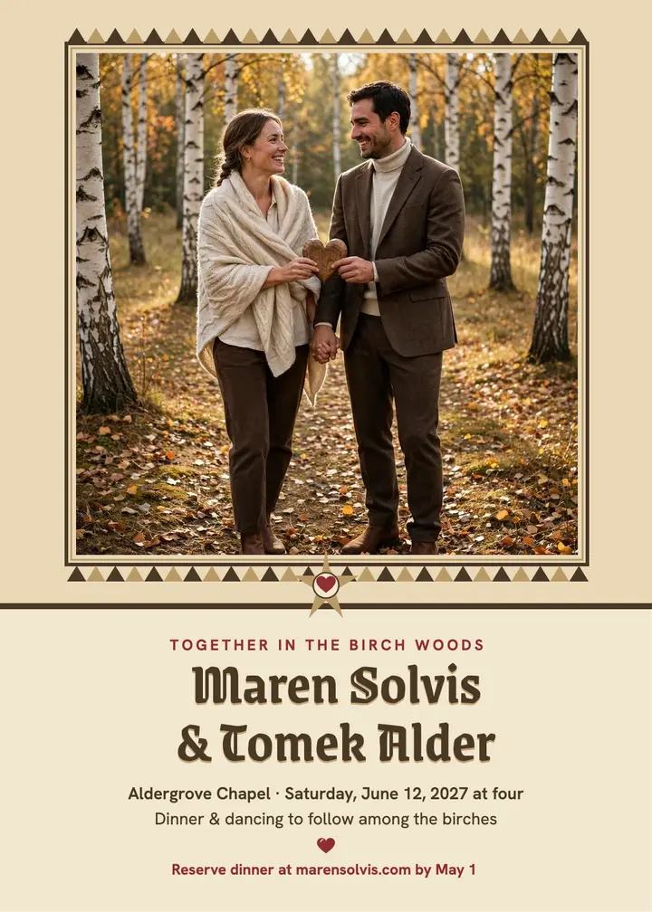 Maren and Tomek birch grove invitation template