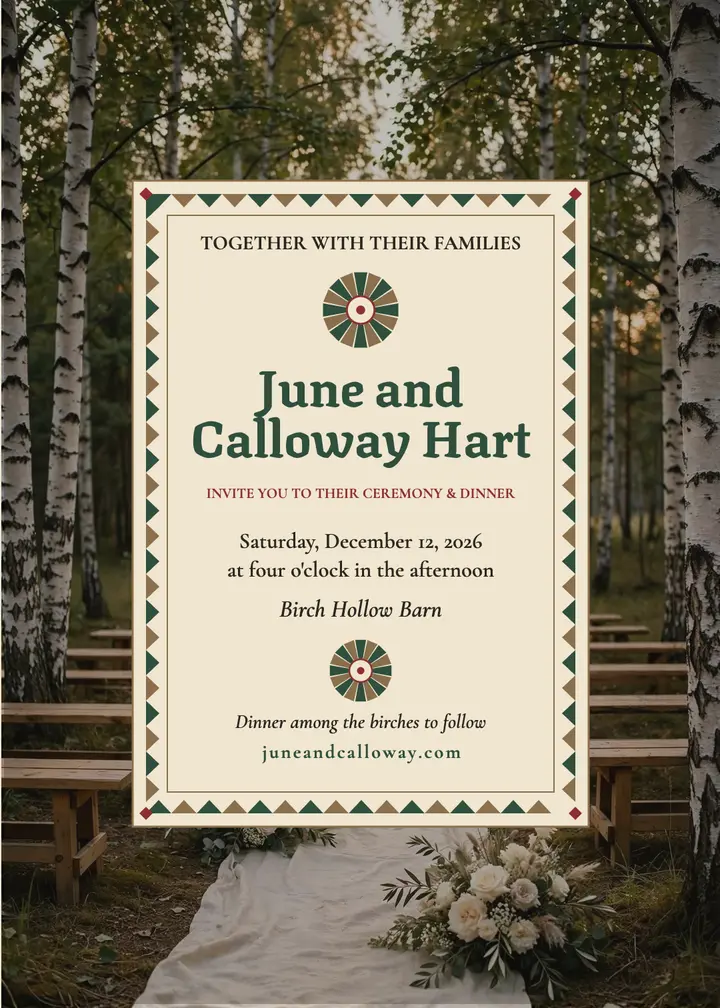June and Calloway birch woods invitation template
