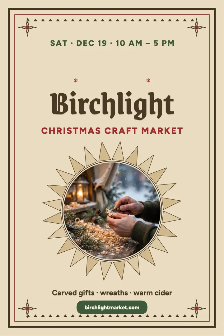 Birchlight Christmas craft market poster template