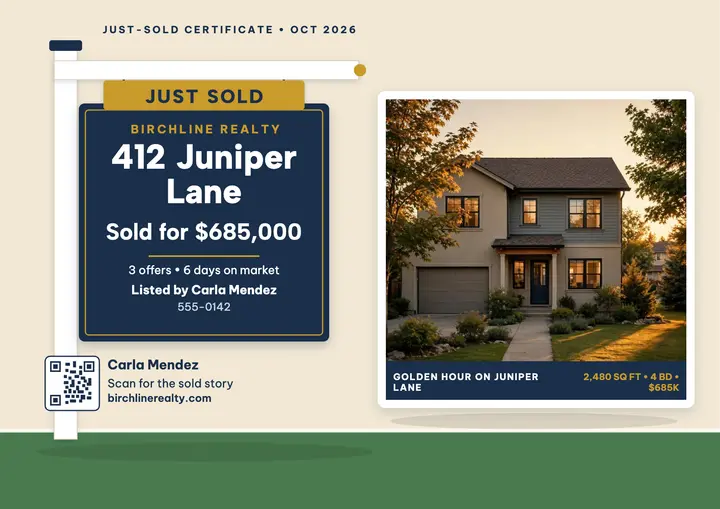 Birchline just sold yard sign certificate: just sold certificate template