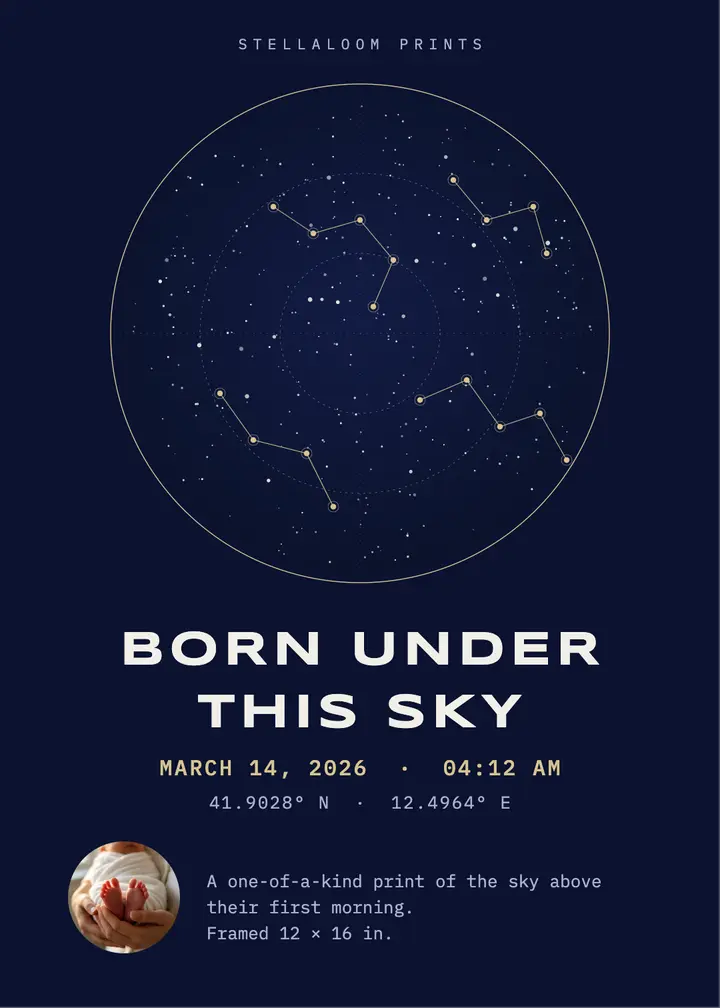 Stellaloom birth star map keepsake template