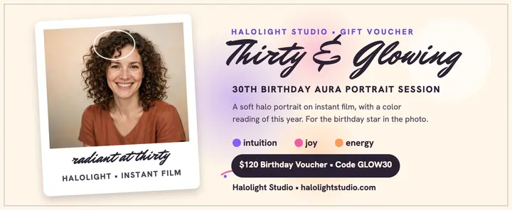 Thirty and glowing aura voucher, Halolight template