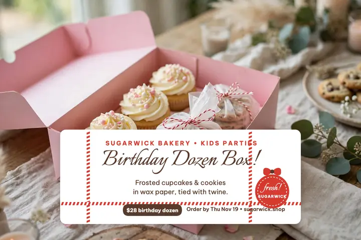 Sugarwick birthday box postcard template