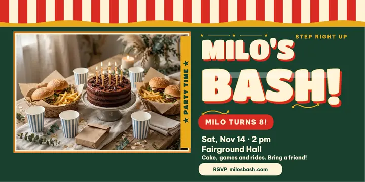Milo's birthday bash fairground invite template