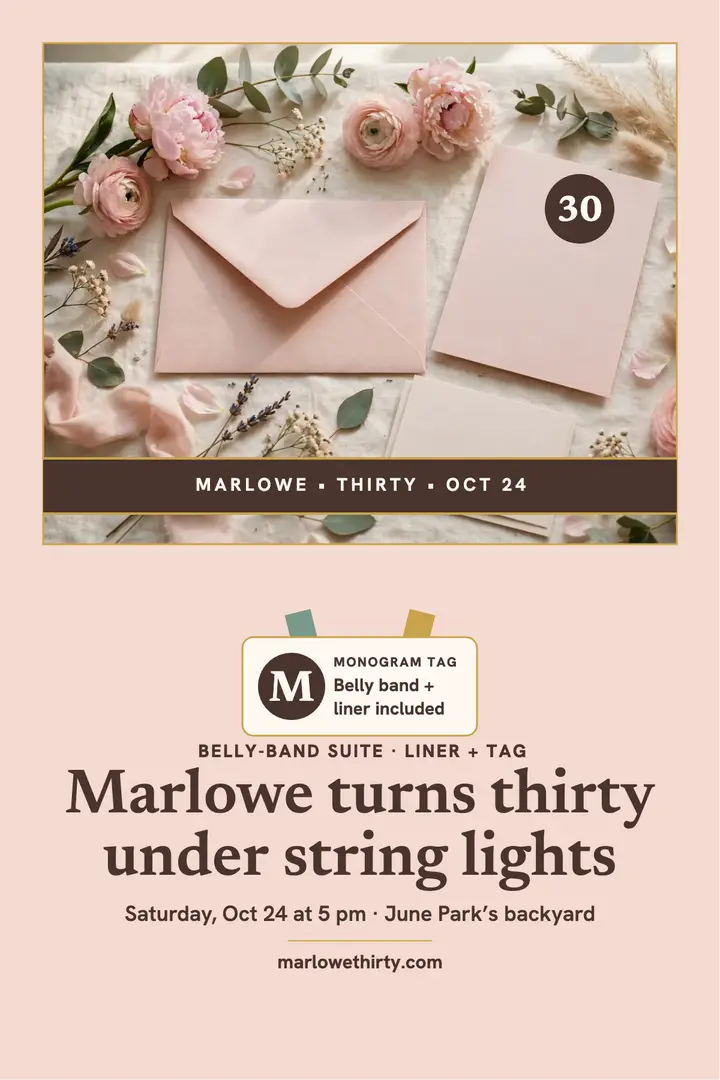 Marlowe thirty backyard belly-band poster: birthday invitation poster template