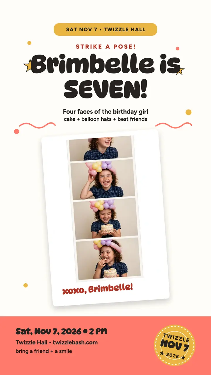 Brimbelle birthday booth strip story template