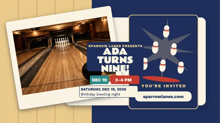Ada turns nine bowling night invite template