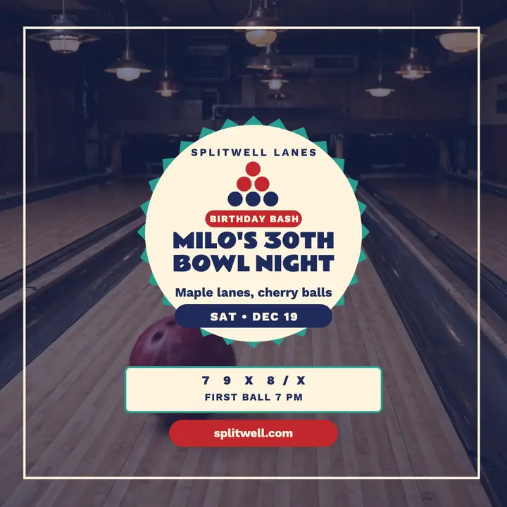 Milo's 30th bowling night invite template