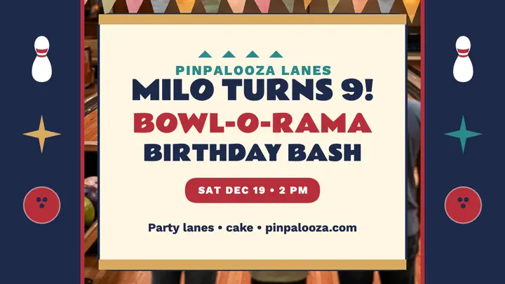 Milo bowling birthday thumbnail: bowling birthday thumbnail template