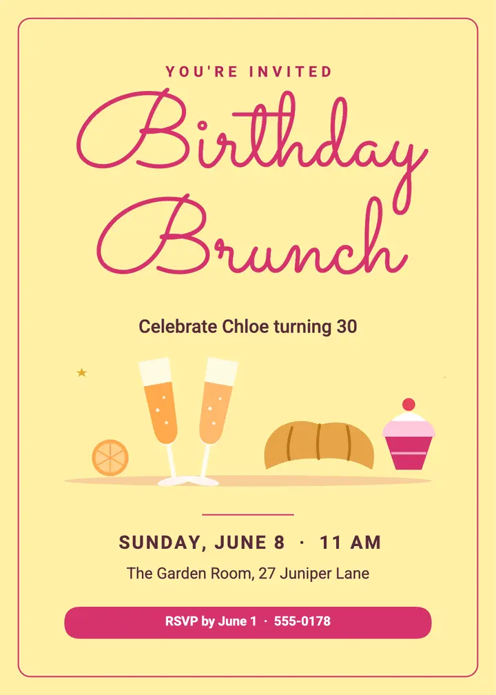 Birthday brunch mimosas template