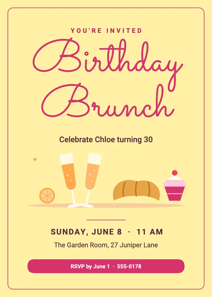 Birthday brunch mimosas template