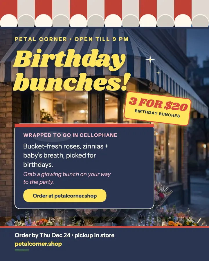 Petal Corner birthday bunches post template