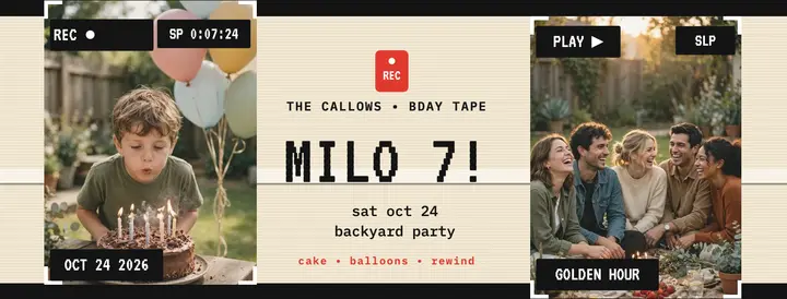 Milo turns 7 camcorder cover template