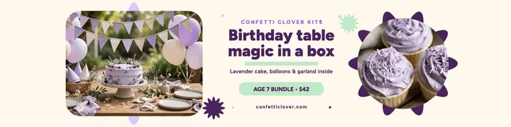 Confetti Clover birthday kit banner: birthday party kit banner template