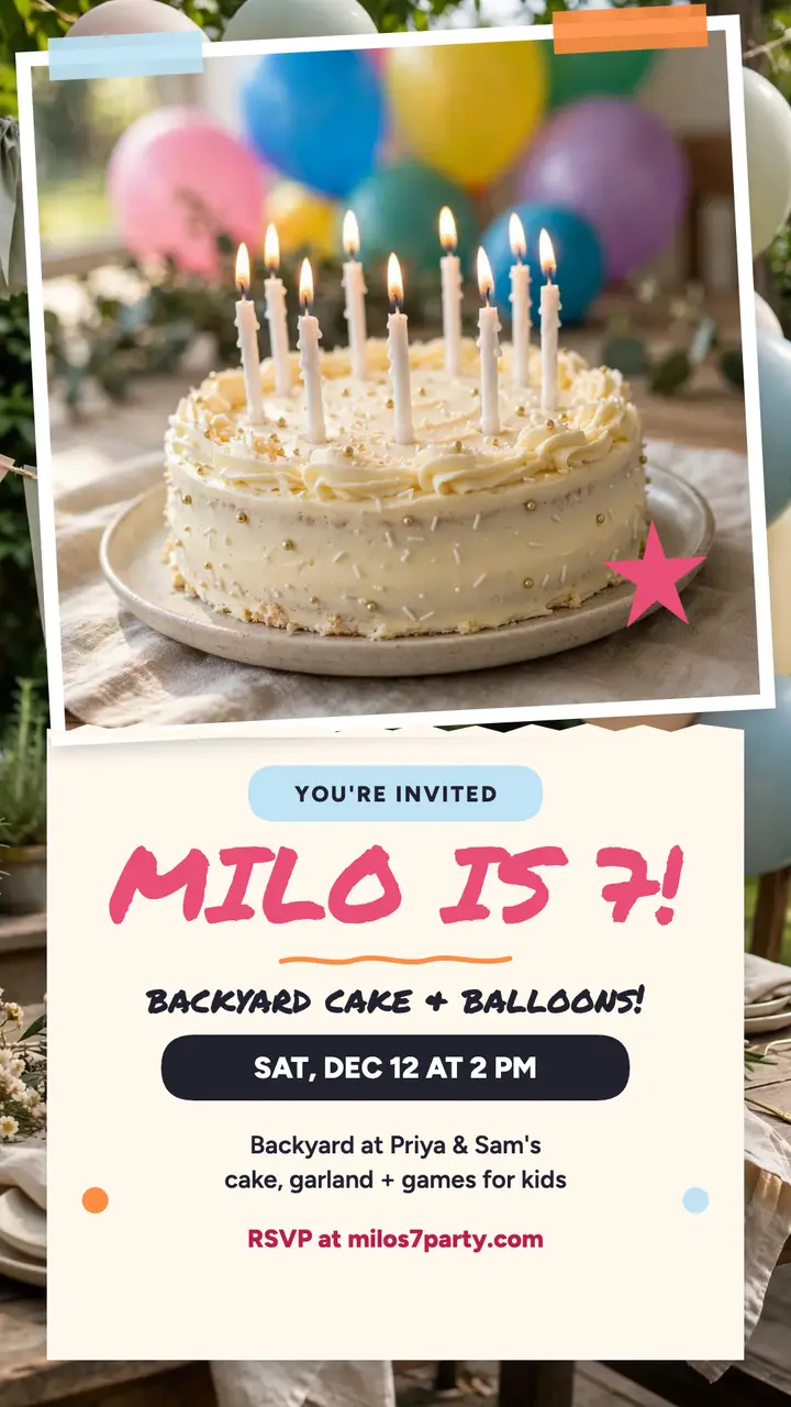 Milo's 7th backyard birthday collage story template