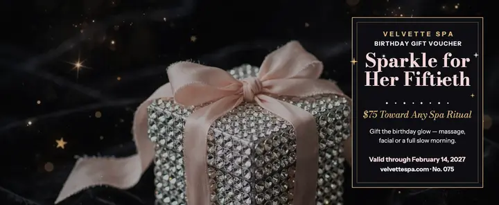 Velvette Spa birthday crystal voucher: birthday spa gift voucher template