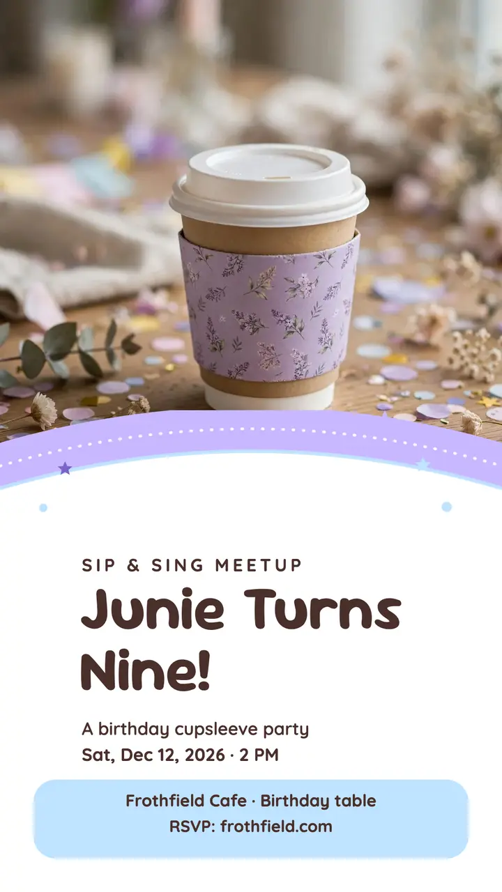 Junie birthday cupsleeve story template