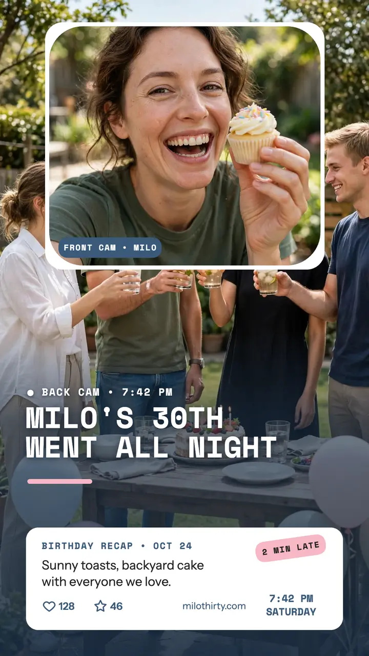 Milo's 30th dual-camera birthday story template