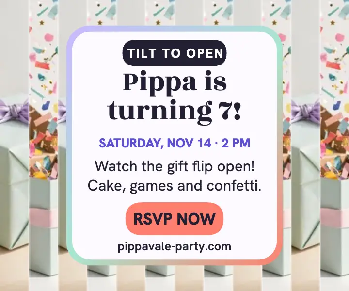 Pippa Vale birthday gift flip ad template