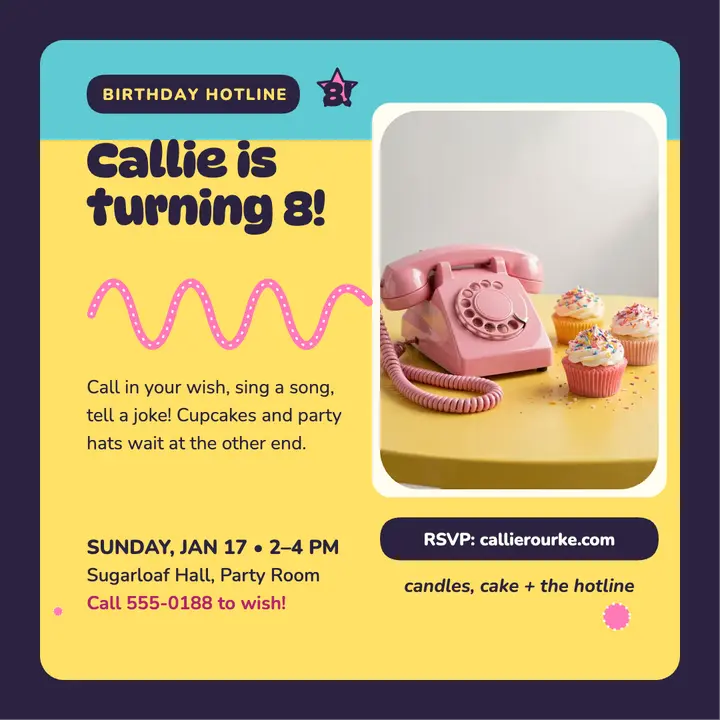 Callie birthday hotline invite template