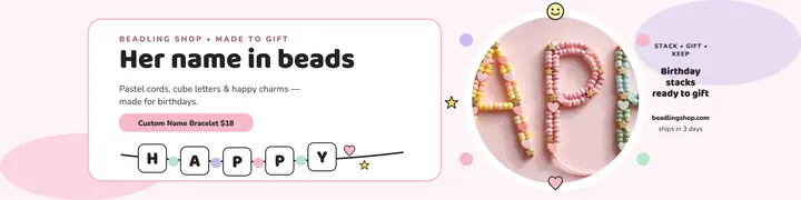 Beadling birthday bracelet banner: birthday bracelet banner template