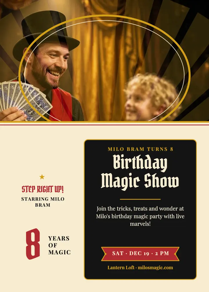 Milo's Birthday Magic Show invitation template