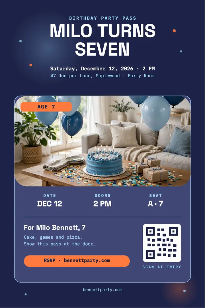 Milo birthday pass invitation poster template