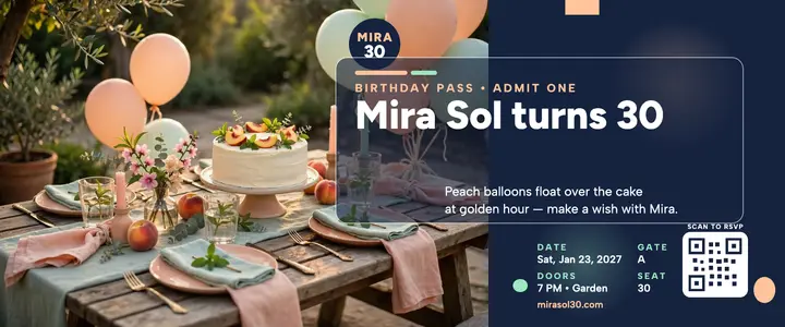 Mira Sol 30th birthday wallet pass template