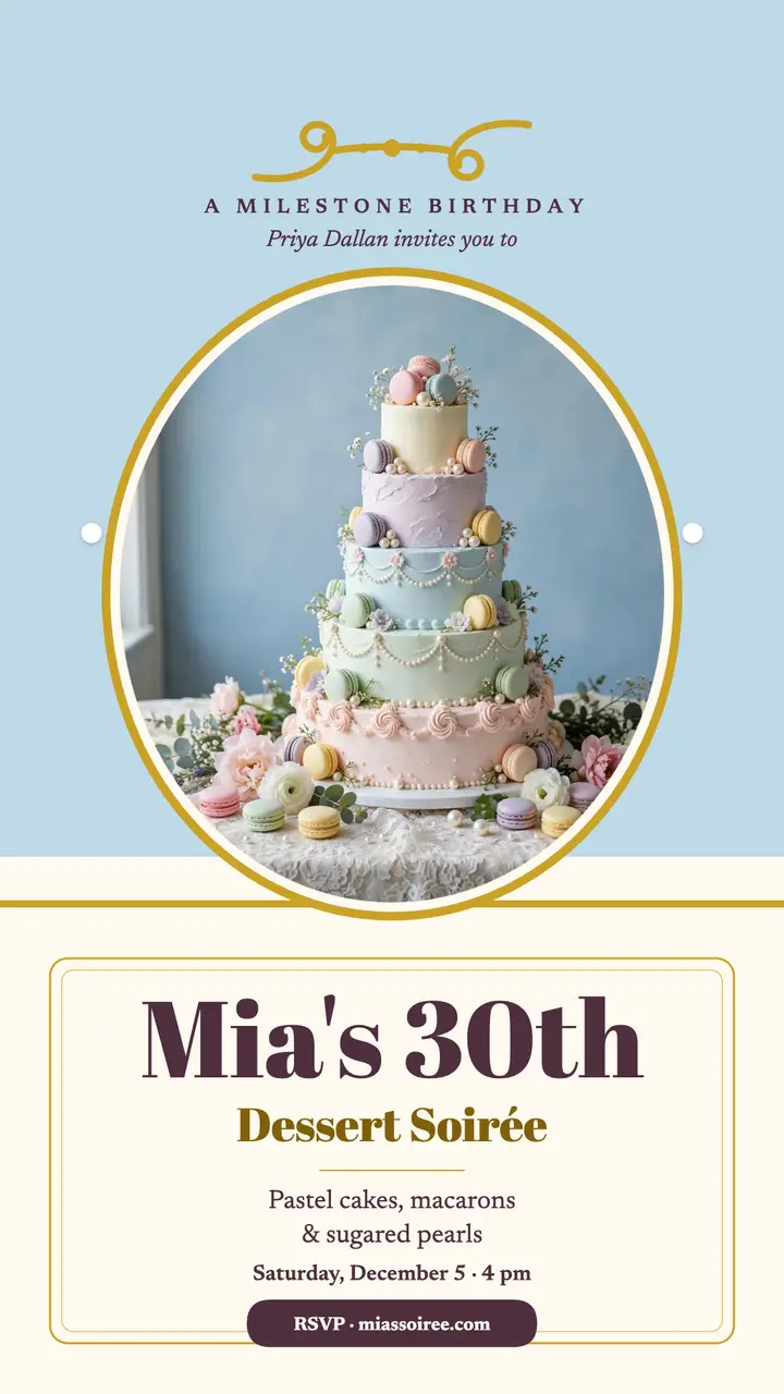Mia's 30th dessert soiree story template