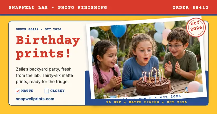 Snapwell birthday prints lab post template