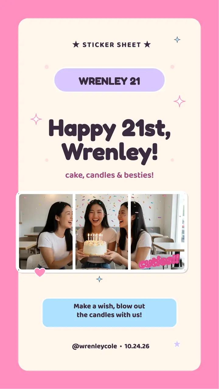 Wrenley 21st purikura sticker story template