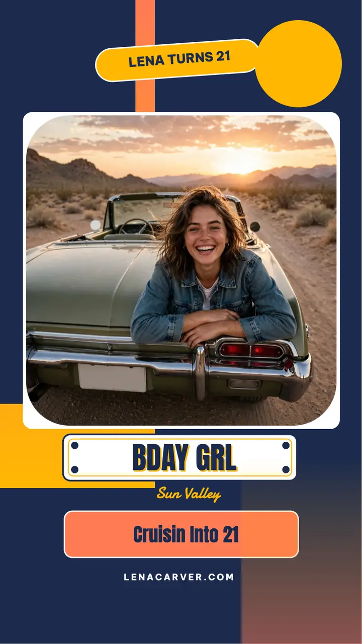 Lena Carver birthday road plate story template
