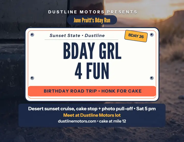 June Pruitt bday run vanity plate flyer template