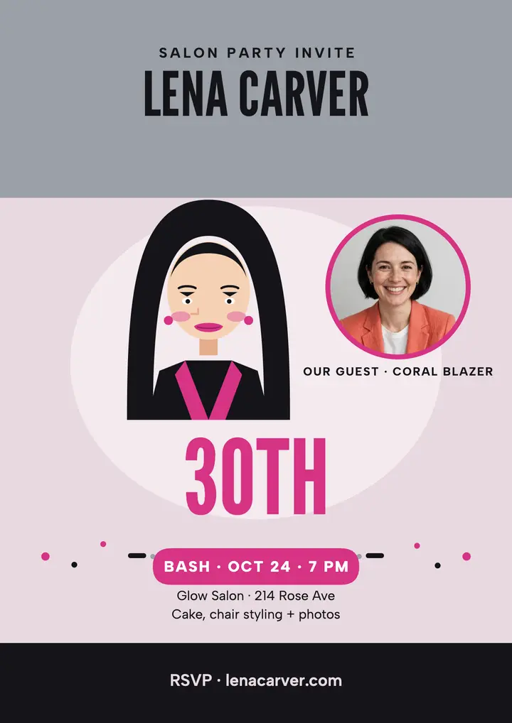 Lena's salon 30th birthday flyer: birthday flyer template