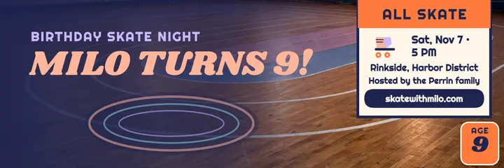 Milo's birthday skate night header template