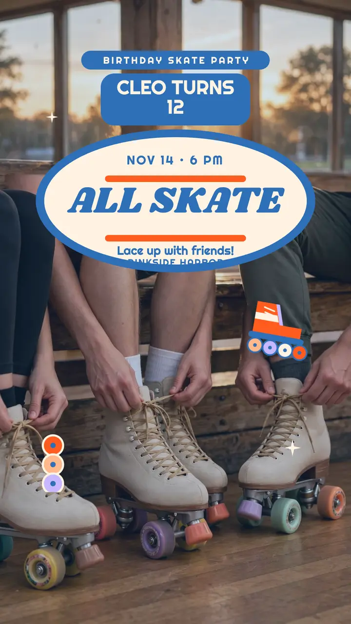 Cleo Bixby birthday skate night story template