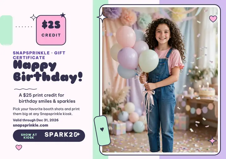 Snapsprinkle birthday sparkle gift certificate template