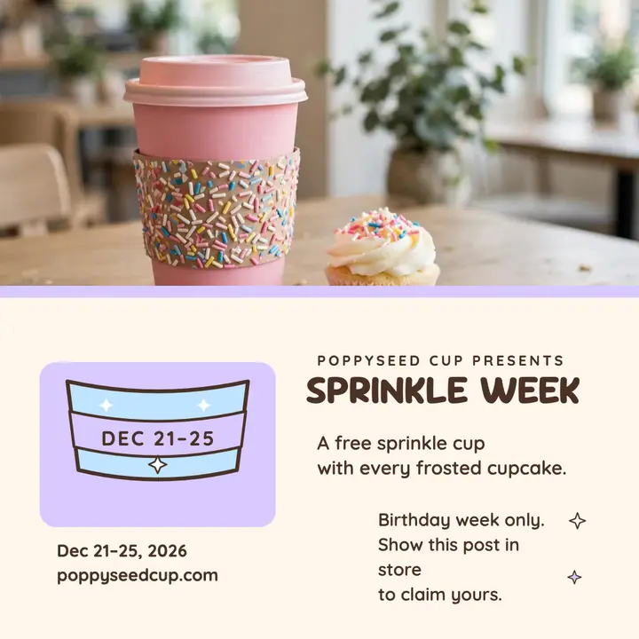 Poppyseed Cup birthday sprinkle week cup template