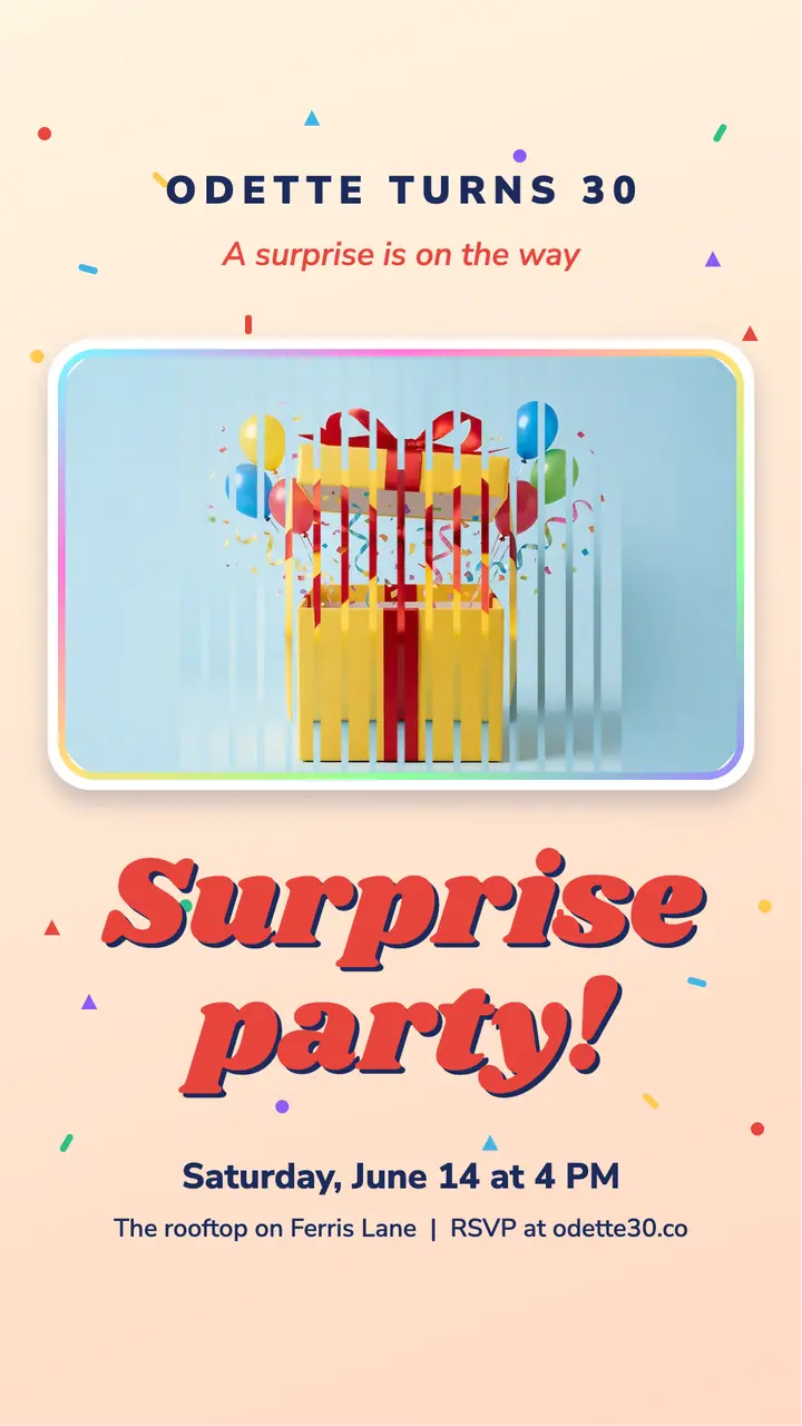 Odette turns 30 lenticular invitation template