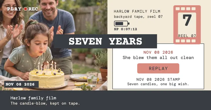 Harlow seventh birthday tape still post template