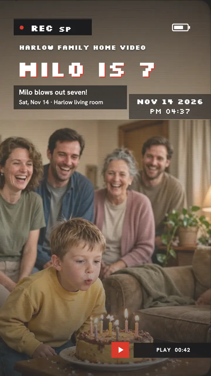 Milo turns seven birthday tape story template