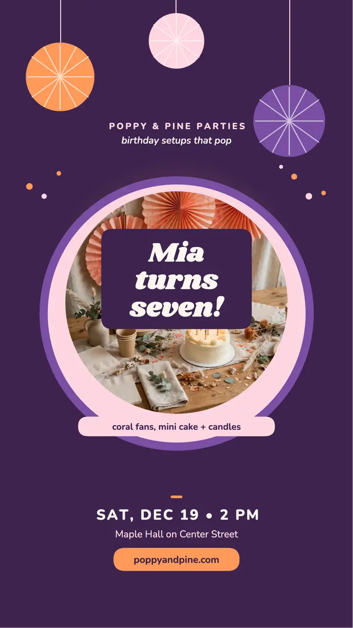 Mia tissue fan birthday story template