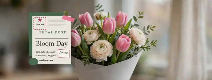 Petal Post birthday tulip cover template