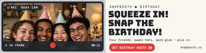 Snapbooth birthday booth webcam billboard template