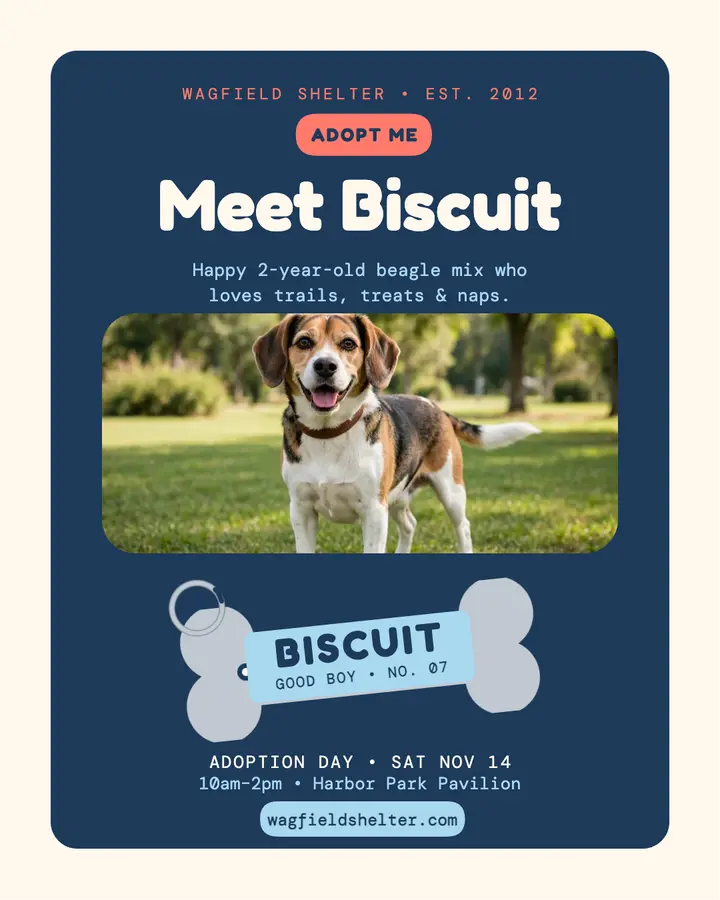 Biscuit adoption day bone tag post template