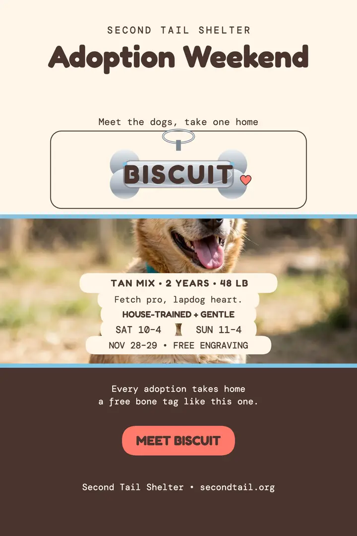 Biscuit adoption weekend tag poster: dog adoption poster template