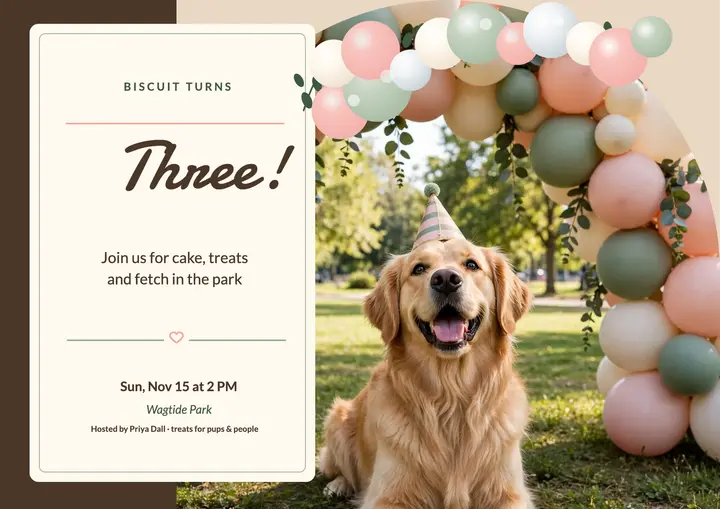 Biscuit birthday bash park invite template