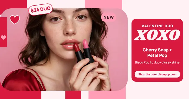Bisou Pop Valentine lip duo post template